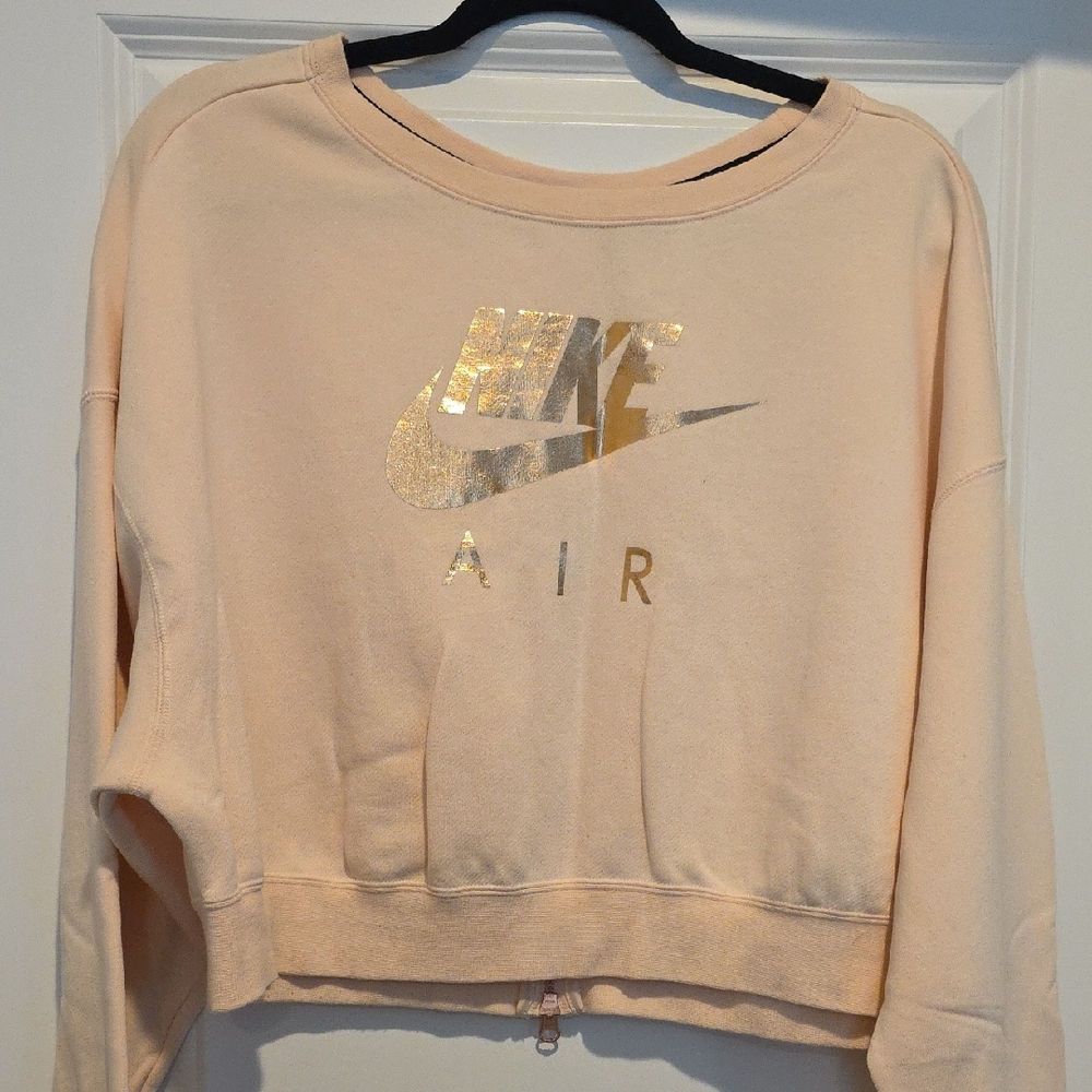 Nike Women's Cream Sweatshirt with Gold Logo